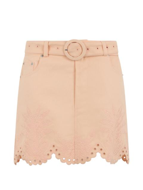FARM RIO floral-embellished belted mini skirt