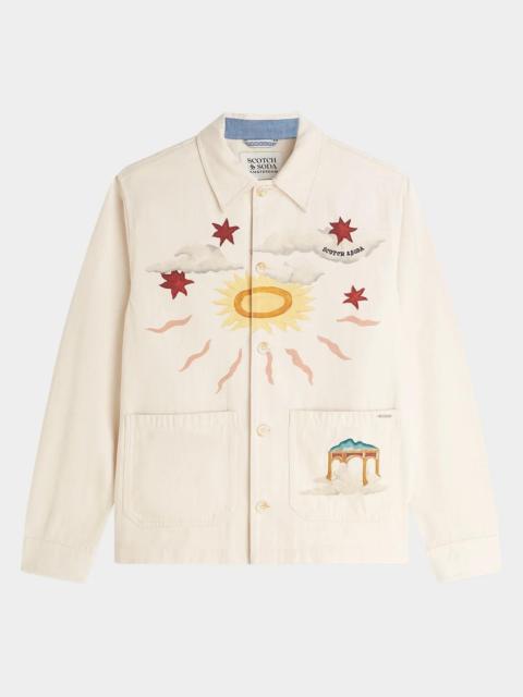SCOTCH & SODA Men's Printed Point Collar Cotton Overshirt