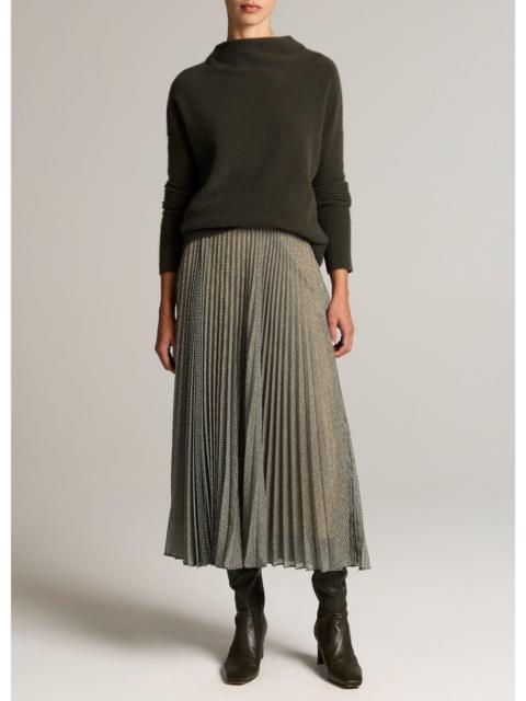 Vince Sheer Houndstooth Pleated Pull-On Skirt