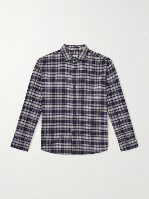 A.PRESSE Checked Cotton and Silk-Blend Twill Shirt
