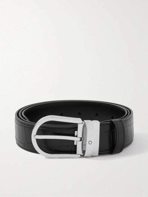 Montblanc 3.5cm Reversible Croc-Effect Leather Belt