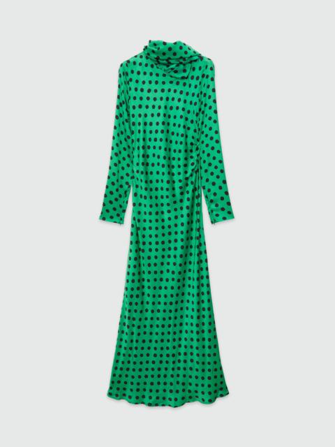 MSGM Satin long dress with polka dot print