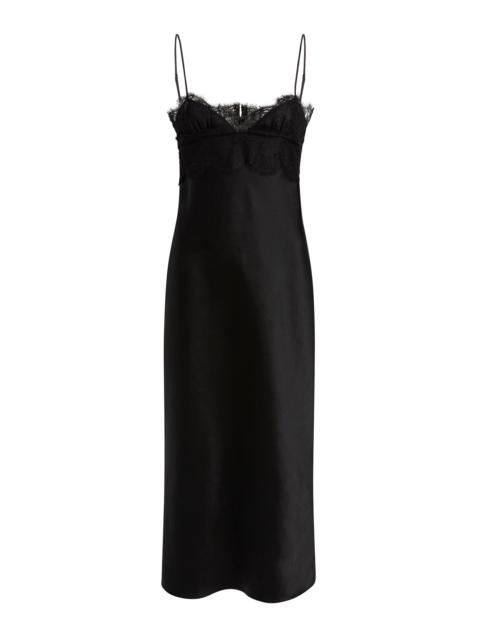 KHAITE Joelle Crushed Midi Dress black