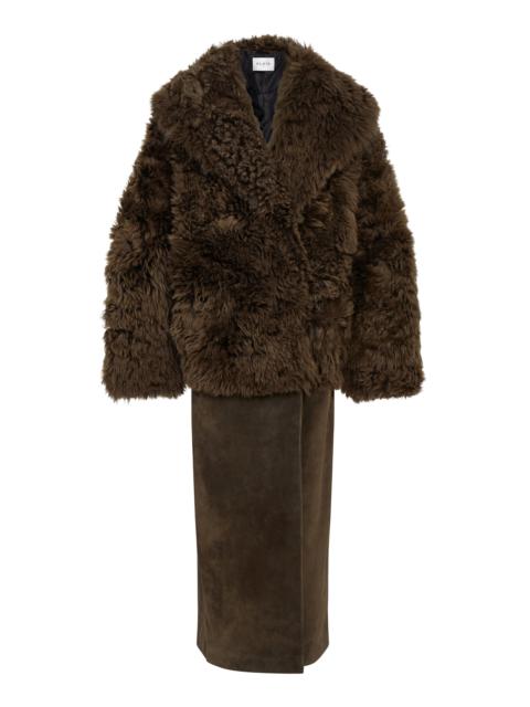 Alaïa Shearling Suede Coat olive