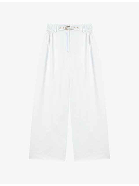 maje Paperbag-Waist Wide-Leg Cotton Trousers