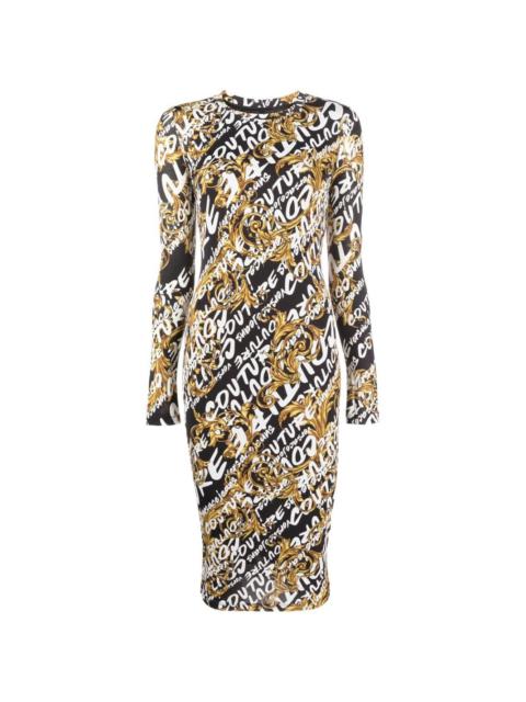 VERSACE JEANS COUTURE graphic-logo-print midi dress
