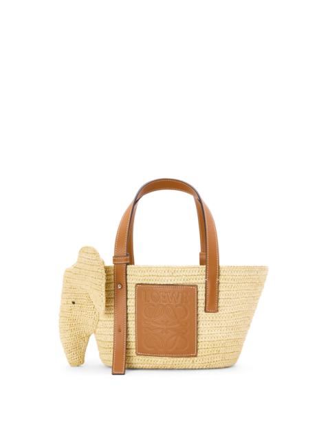 Small Elephant Basket bag in raffia and calfskin