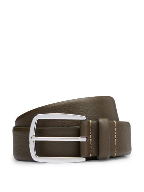BOSS LEATHER BELT WITH CONTRAST STITCH DETAILING