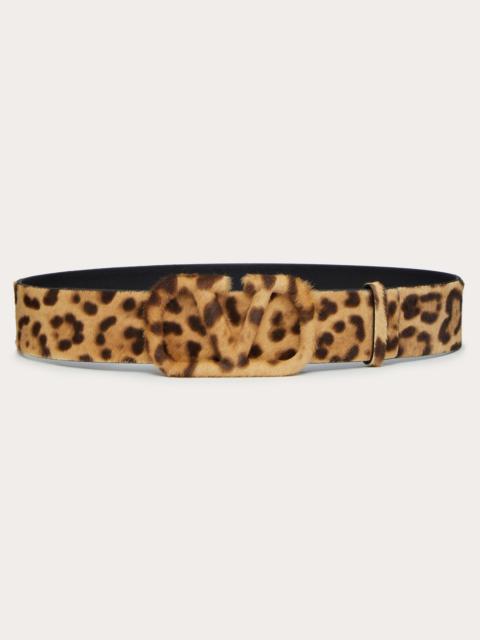 Valentino VLOGO SIGNATURE CALF HAIR BELT WITH LEOPARD PRINT