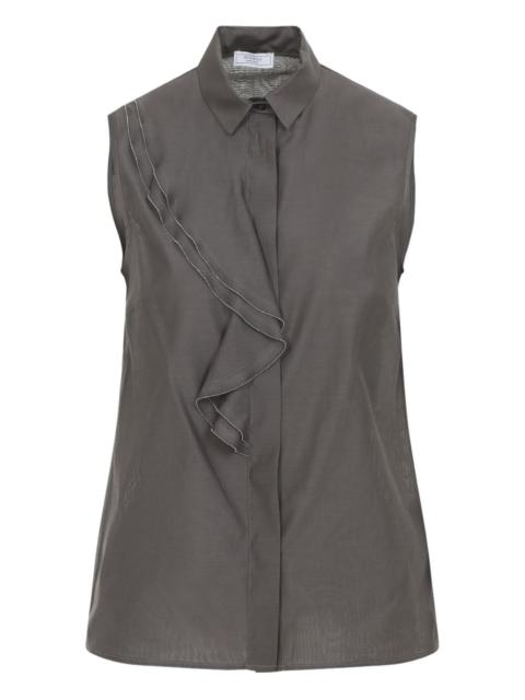 PESERICO draped-detail sleeveless blouse