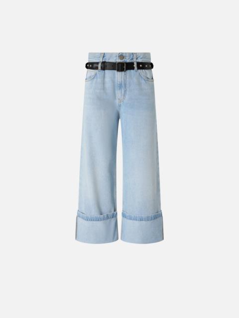 PINKO CROPPED JEANS WITH LEATHER BELT