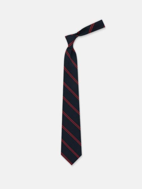 J. PRESS MADE-IN-UK NAVY & BURGUNDY DOUBLE BAR STRIPE IRISH POPLIN TIE