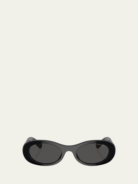 Miu Miu Logo Acetate Oval Sunglasses