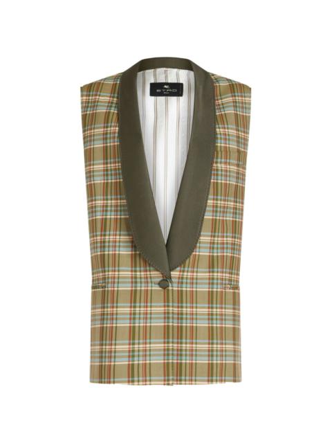 check-pattern jacquard waistcoat