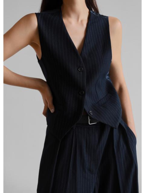 The Frankie Shop Tansy Tailored Vest - Navy Pinstripe