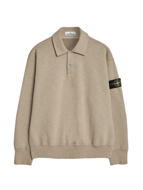 Stone Island logo-patch long-sleeve polo shirt