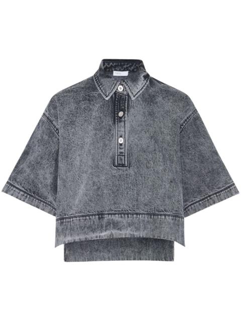 ROSETTA GETTY cropped denim polo top