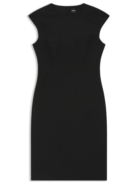 BOSS SLIM-FIT DRESS IN VIRGIN WOOL WITH CAP SLEEVES