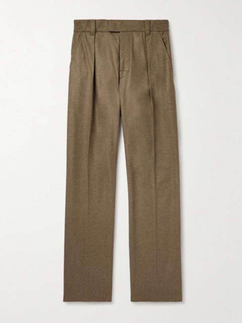 Loro Piana Reinga Straight-Leg Pleated Wool and Cashmere-Blend Flannel Trousers