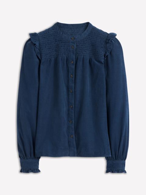 BODEN Smocked Yoke Cord Top-Midnight Ocean