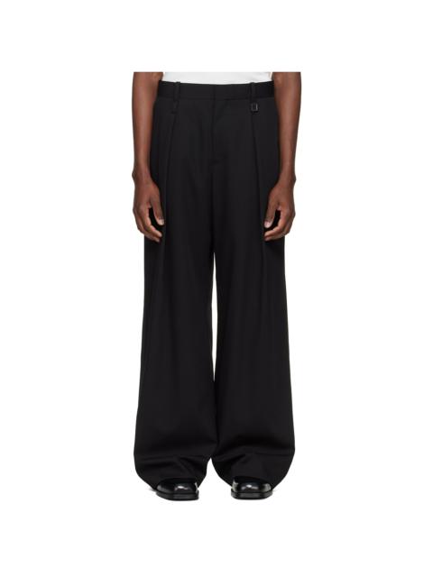 Wooyoungmi Black One-Tuck Wide Wool Trousers