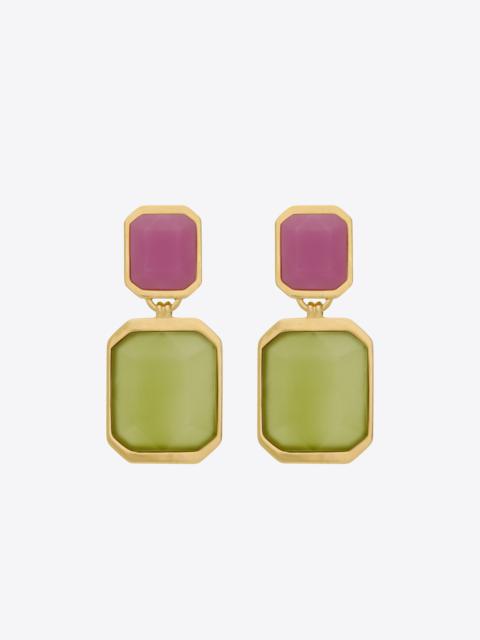 SAINT LAURENT octagon earrings in metal and resin