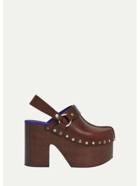 Chloé 115mm Talis Studded Leather Platform Clogs