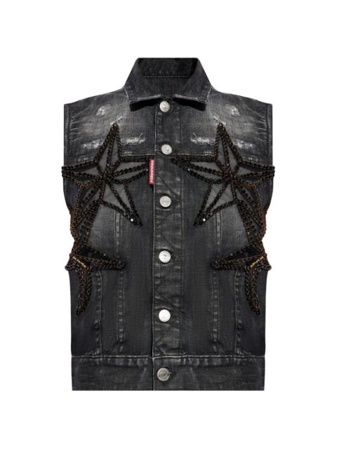 DSQUARED2 crystal-embellished denim waistcoat
