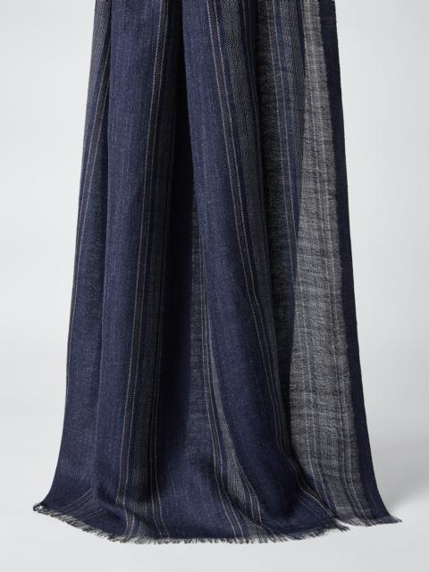 Brunello Cucinelli Silk and linen chevron scarf with stripes