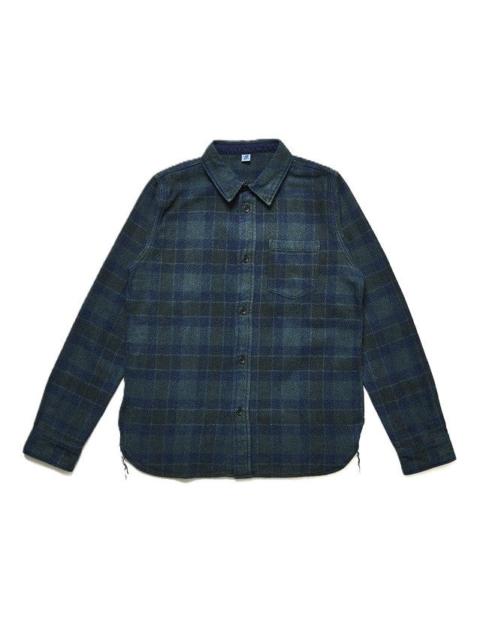 Pure Blue Japan 2235-BR Cotton Tweed Over Dye Shirt - Brown Check Indigo