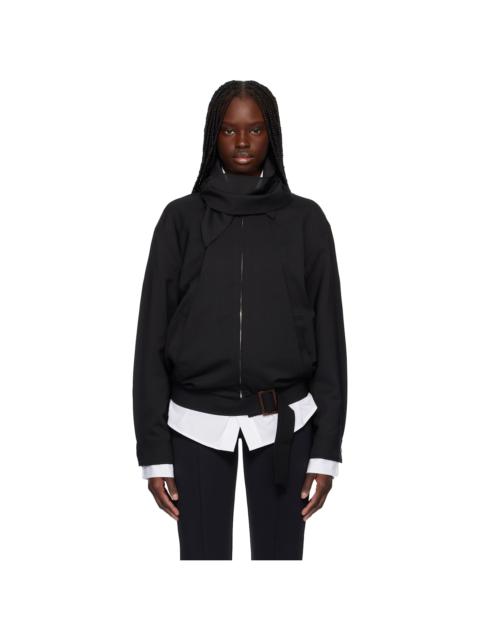 RECTO Black Scarf Detail Harrington Jacket