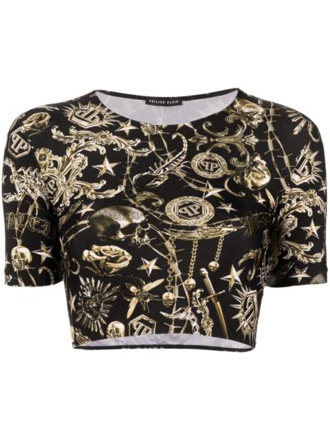 PHILIPP PLEIN graphic-print cropped T-shirt