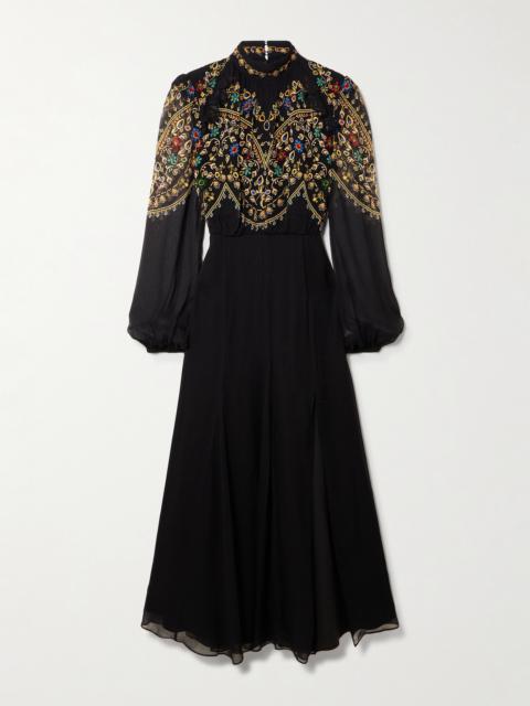 SALONI Jacqui-b Belted Printed Chiffon Midi Dress