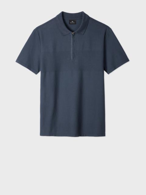 Paul Smith Washed Navy Textured Stripe Polo Shirt