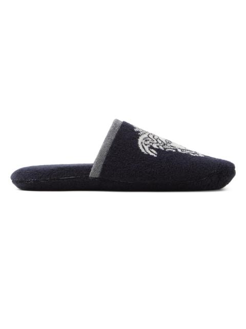 VERSACE Men's Jacquard Medusa Terry Cotton Bath Slippers - Blue White