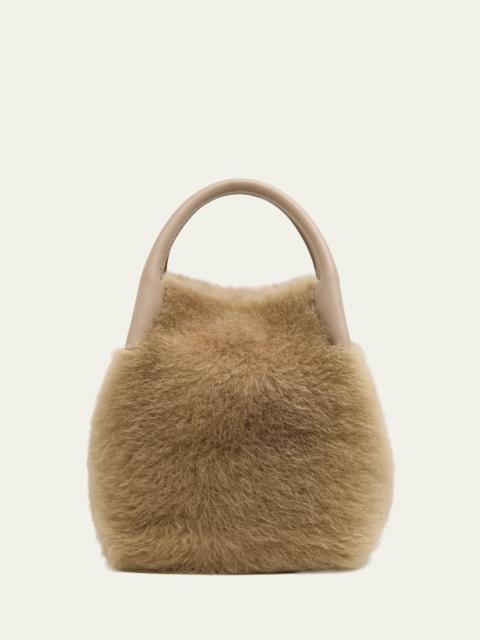 Loro Piana Bale Micro Plush Shearling Top-Handle Bag