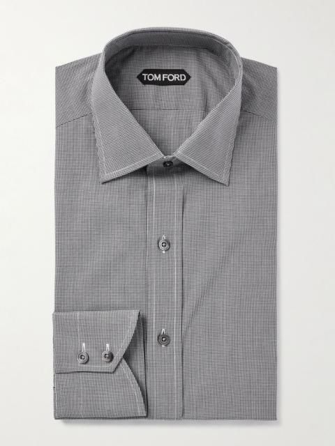 TOM FORD Slim-Fit Cutaway-Collar Checked Cotton-Poplin Shirt Gray