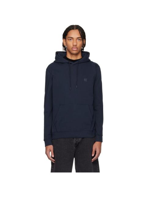 BOSS Navy Cotton Terry Logo-Patch Hoodie
