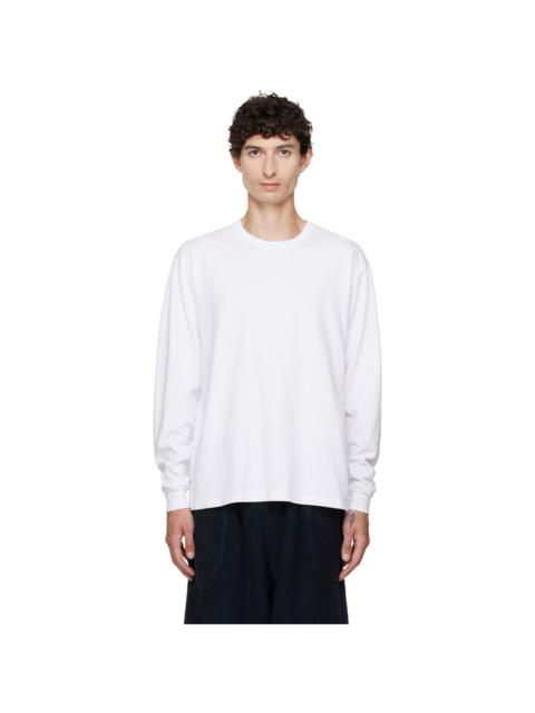 LES TIEN White Heavyweight Binded Neck Classic Long Sleeve T-shirt