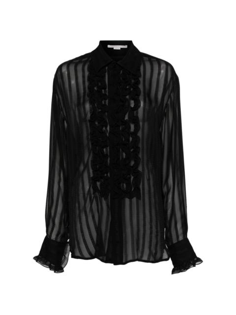 sheer seersucker ruffled blouse