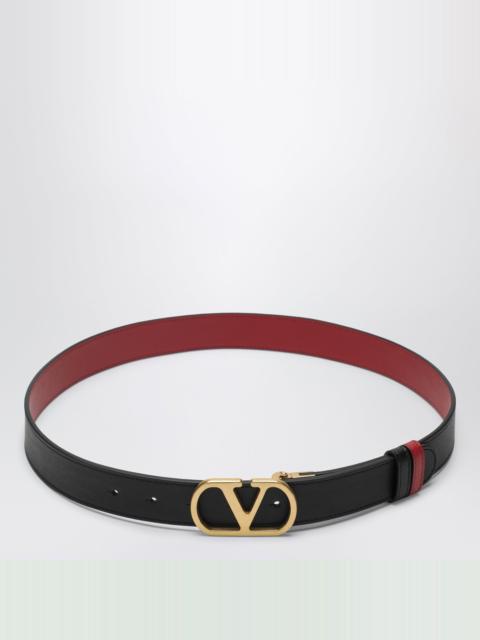 Valentino Reversible VLogo Signature belt in glossy calfskin black/red