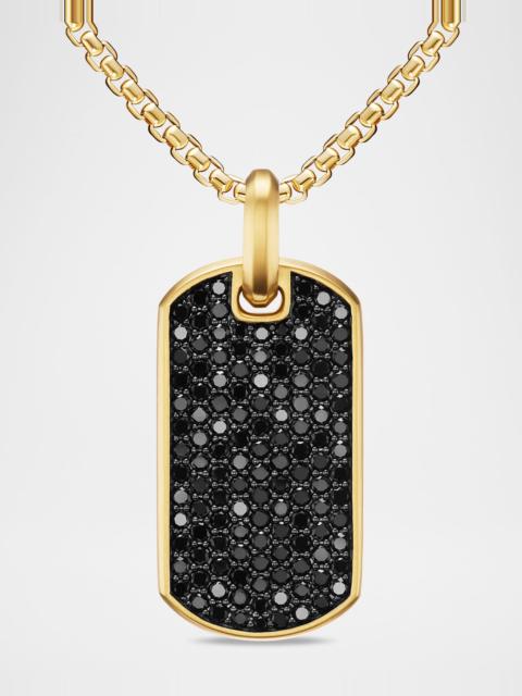 DAVID YURMAN Men's Chevron Tag Enhancer with Black Diamonds in 18K Yellow Gold, 35mm