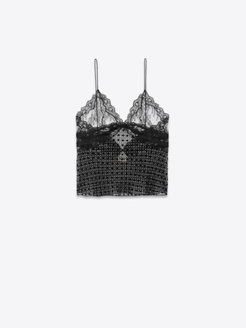 SAINT LAURENT lingerie top in dotted silk muslin