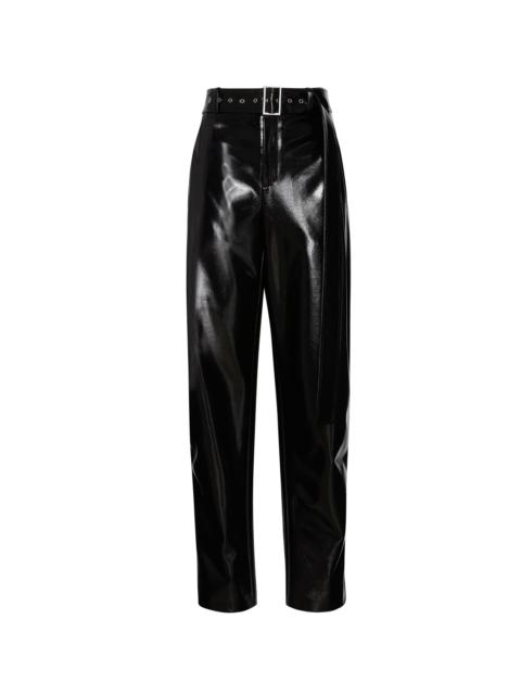 Patent Faux Leather Belted Trouser
