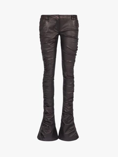 Balmain Low-rise black leather bootcut pants