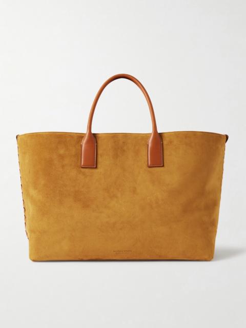 Bottega Veneta Cabat large leather-trimmed suede tote Camel