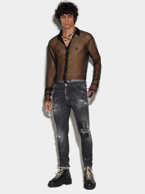 DSQUARED2 블랙리PPED LEATHER WASH SKATER JEANS