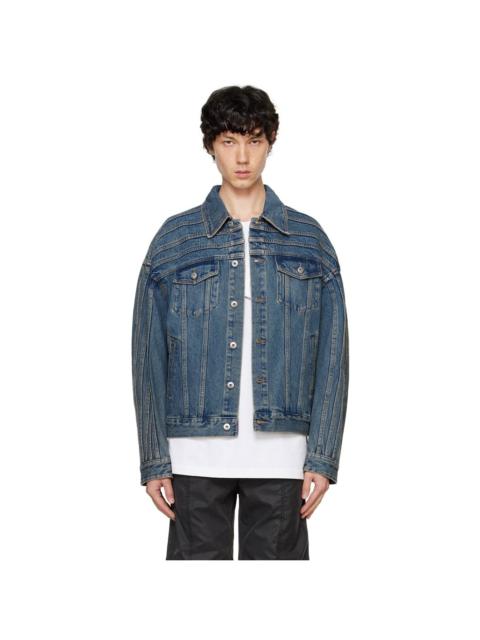 FENG CHEN WANG Blue Multi Seam Denim Jacket
