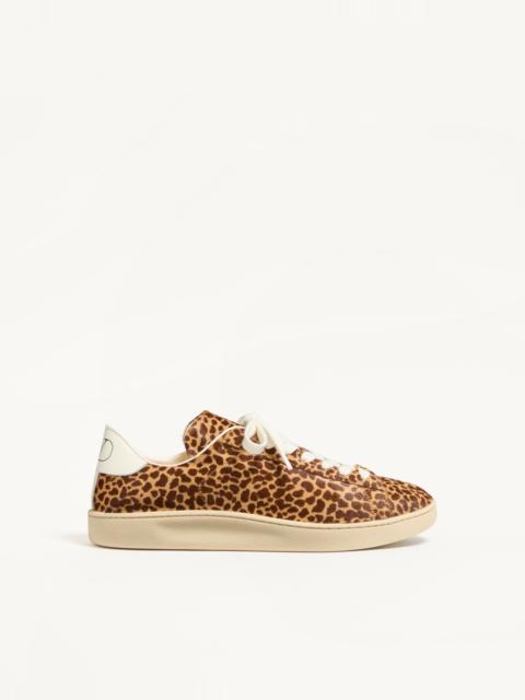 Valentino ROYCO SNEAKER IN HAIR CALF WITH FAUVE ECLAT PRINT AND NAPPA CALF LEATHER