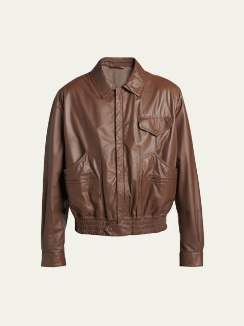 GIORGIO ARMANI Men's Leather Full-Zip Blouson